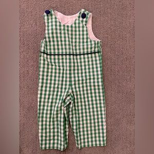 Longalls - green and white gingham with navy buttons - 24M
